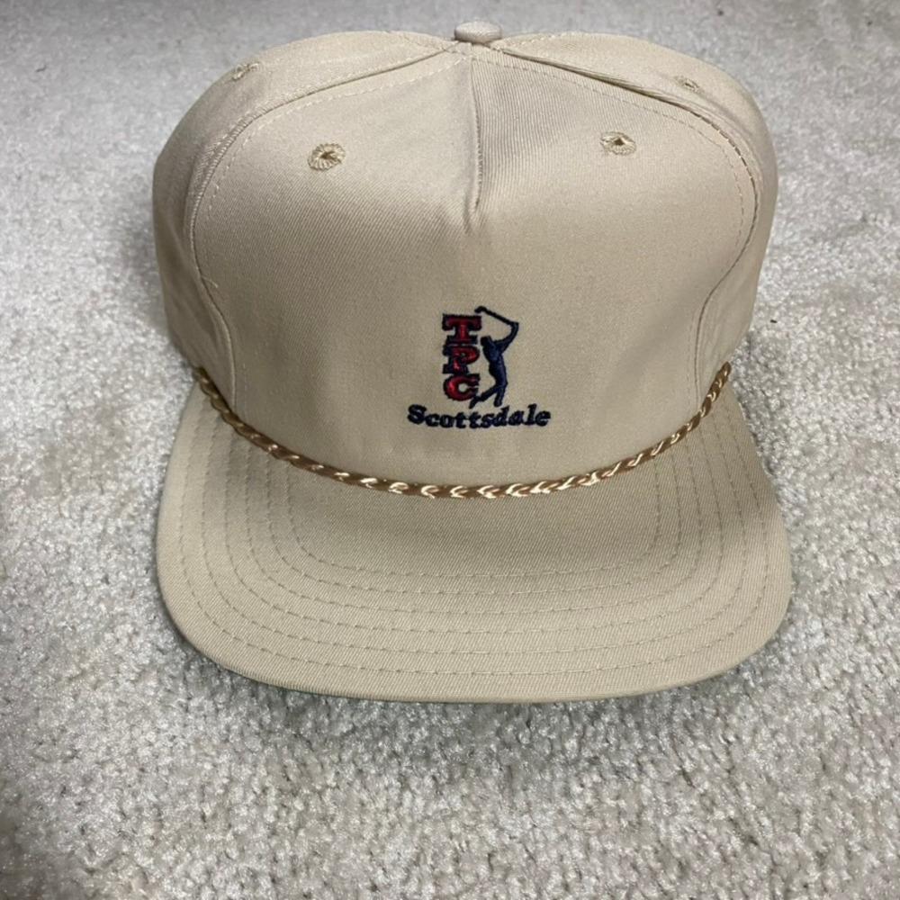 VTG New Era TPC Scottsdale Golf Hat Tan Rope Snapback Made USA Pro Model 80s